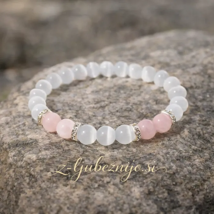 Zapestnica Odločitve (naravni selenit in roževec) 6631