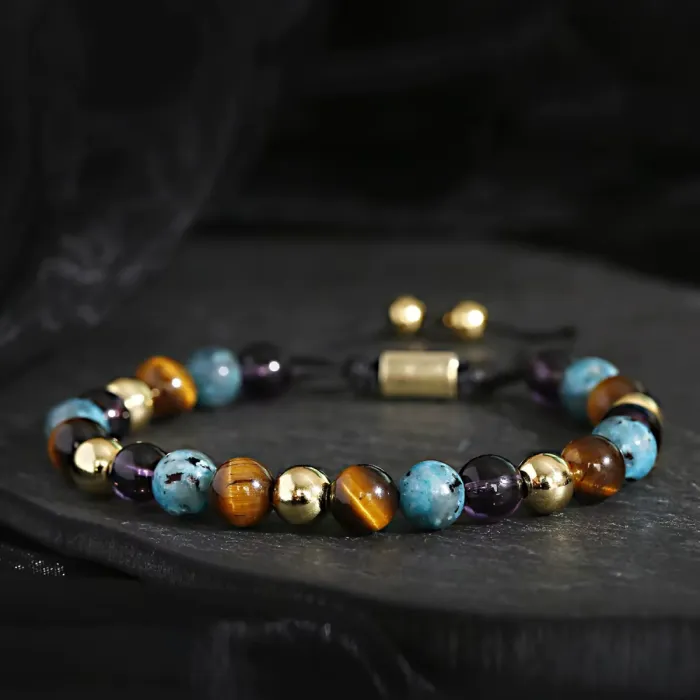 Zapestnica iz apatita, ametista in tigrovega očesa - Ko zmanjka besed 6335